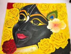 Krishna with Roses Painting