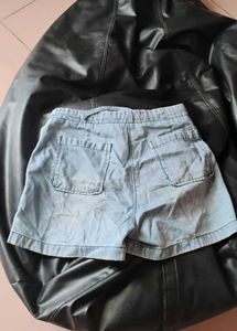 Light Wash Denim Shorts with Drawstring