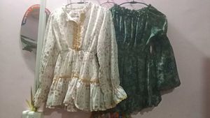 Pair Of Floral Print Peasant Tops For Women