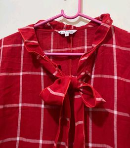 Plaid Bow Neck Top 🌹