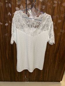 Lace Detail White Top