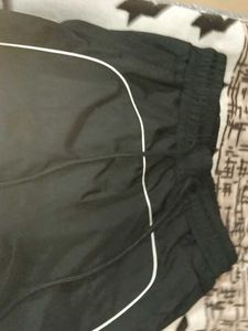 Baggy Fit Black Track Pants with White Stripes