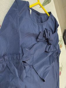 Stylish Blue Top with Ruffled Sleeves