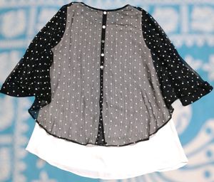 Polka Dot Flared Sleeve Top