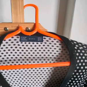 Zara Black & White Polka Dot Knit Sweater