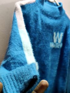 women's imported blue knitted sweater