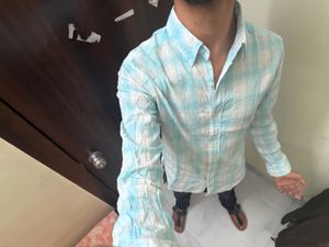 Snitch Men's Light Blue Checkered Shirt