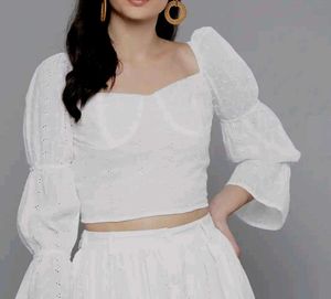 Chic White Eyelet Crop Top
