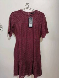 Burgundy Lace Mini Dress
