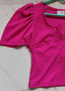 Vibrant Pink Puff Sleeve Top