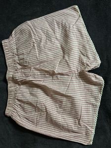 Striped Pajama Shorts with Lace Trim