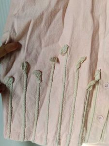 Pink Embroidered Cropped Shirt