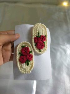 Handmade Embroidered Rose clip