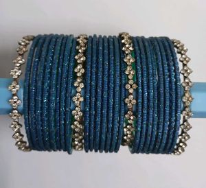 Blue Bangle combined with Rhinestone bangles