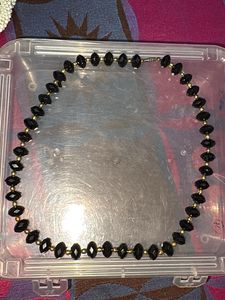 Elegant Black Beaded Necklace &amp; EAR  CUFF Set