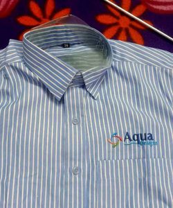 Men's Blue Striped Short Sleeve Shirt