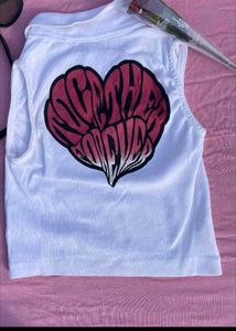 White Heart Graphic Sleeveless Top