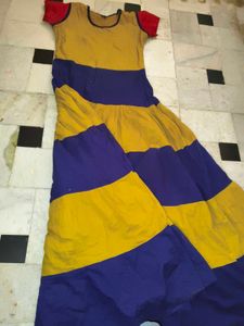 Mustard &amp; Blue Tiered Maxi Dress