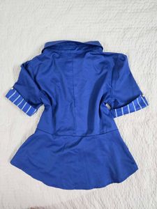 korean Stylish Blue Striped Tunic Top bust 36