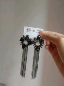 Stunning Black Tassel Drop Earrings