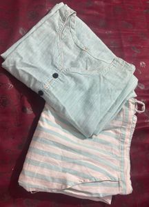 Light Blue Striped Cotton Kurta
