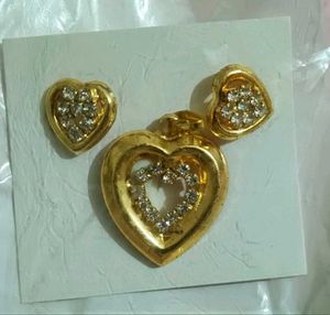 Heart Shaped Pendant &amp; Earrings Set