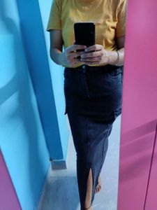 Brand new Long Charcol Cargo Denim Skirt