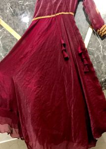 Maroon Velvet Ethnic Gown ♥️