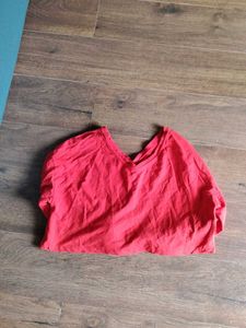 Red Cropped Long Sleeve Top