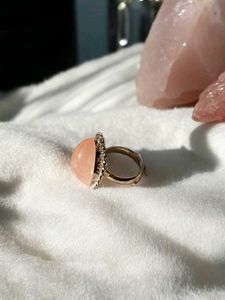 Natural Rose Quartz Crystal Ring