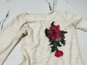 Cream Floral Embroidered Top