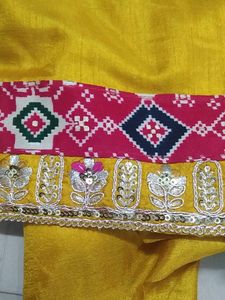 Yellow Embroidered Dress Material