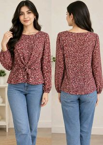 Chic Floral Twist-Front Blouse