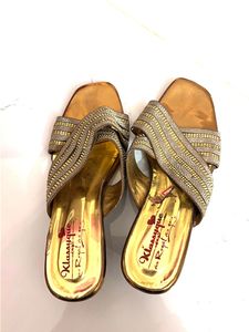 Elegant Embellished Gold Sandals