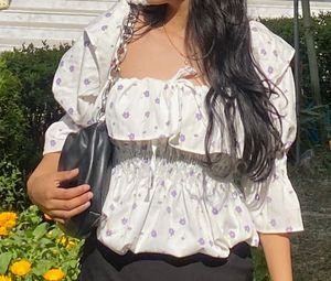 Cute Floral Puff Sleeve Top
