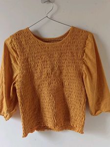 Zudio Mustard Smocked Top