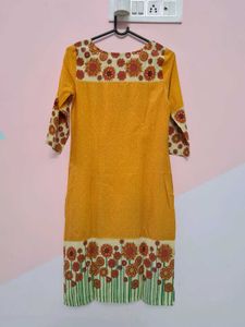 Orange Kurta with Floral Print