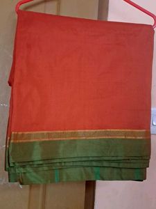 Beautiful Rust Orange Saree with Green Border