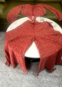 globaldesi Red Printed Co-ord Set