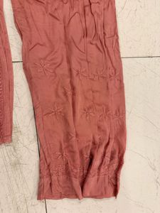 Pink Silk Chikankari Kurta Set with Dupatta