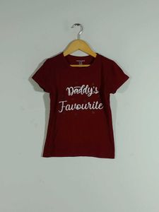 Maroon &amp; Black Shorts &amp; T-Shirt Set For Girl's