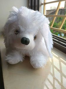 New unused White furry Plush Dog soft Toy