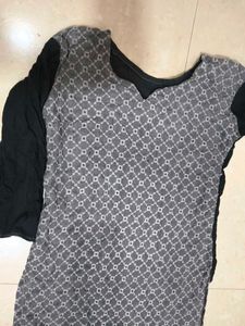 Stylish chikankari Grey &amp; Black Kurta