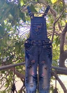 Cute Girls Denim Overalls Set