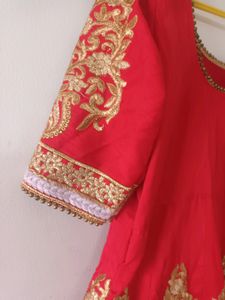 Stunning Red &amp; Gold Embroidered Anarkali Suit