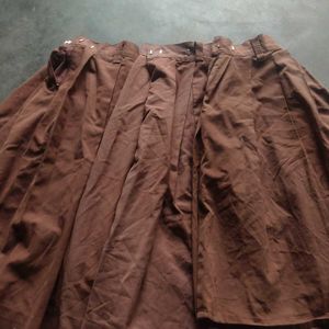 Brown Pleated Shorts Skirt