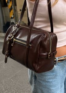 Chic Brown Faux Leather Shoulder Bag