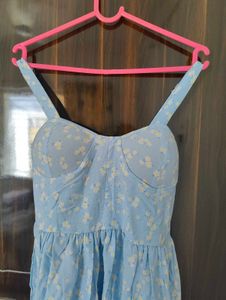 Sky Blue Floral Midi Dress