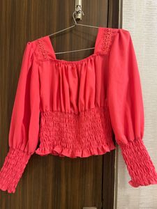 Chic Smocked Square Neck Top (Size M)