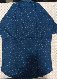 Men's Blue Printed Short Sleeve Shirt
